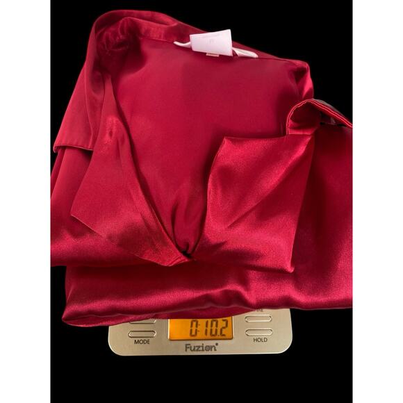 Gilligan & O'Malley Pajama Set PJs Red Satin Top & Pants Womens M Quiet Luxury - Picture 11 of 12